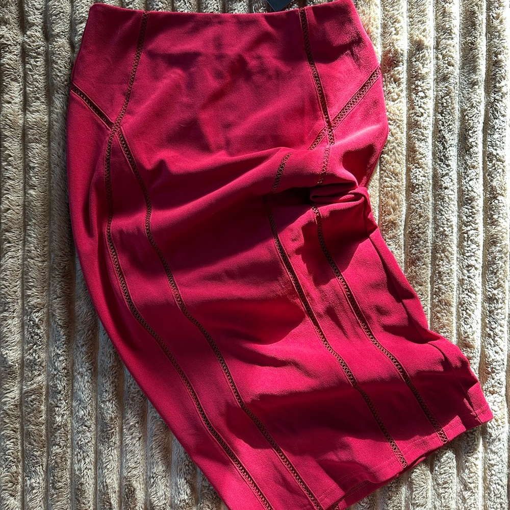 JLUXLABEL Red Midi Pencil Skirt for Cocktail